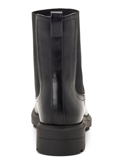 ALFANI Womens Black Heel Pull-Tab Goring Lug Sole Tackoma Round Toe Block Heel Chelsea Boot 8 M