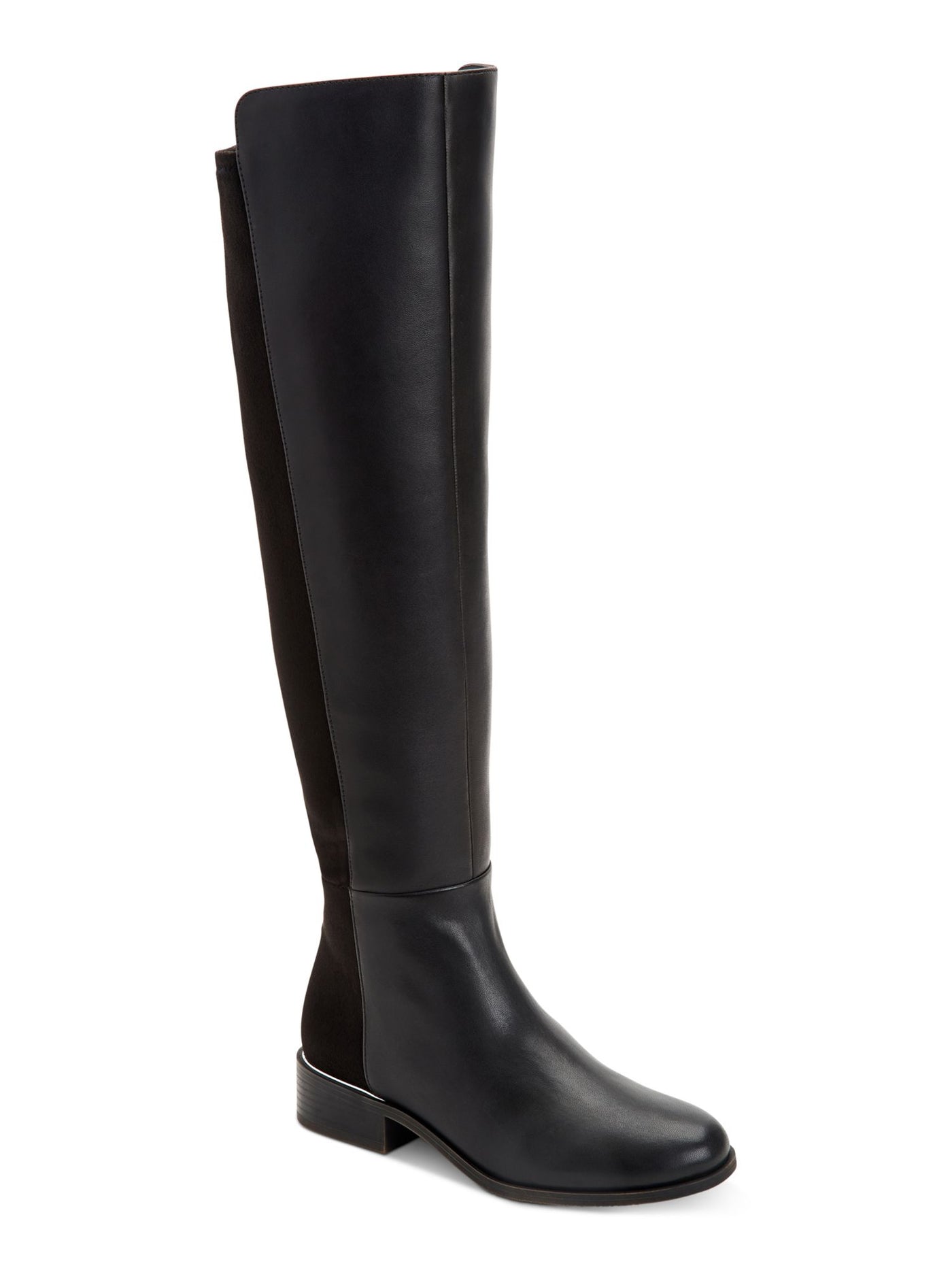 ALFANI Womens Black Goring Ludlowe Round Toe Block Heel Zip-Up Leather Riding Boot 11 M