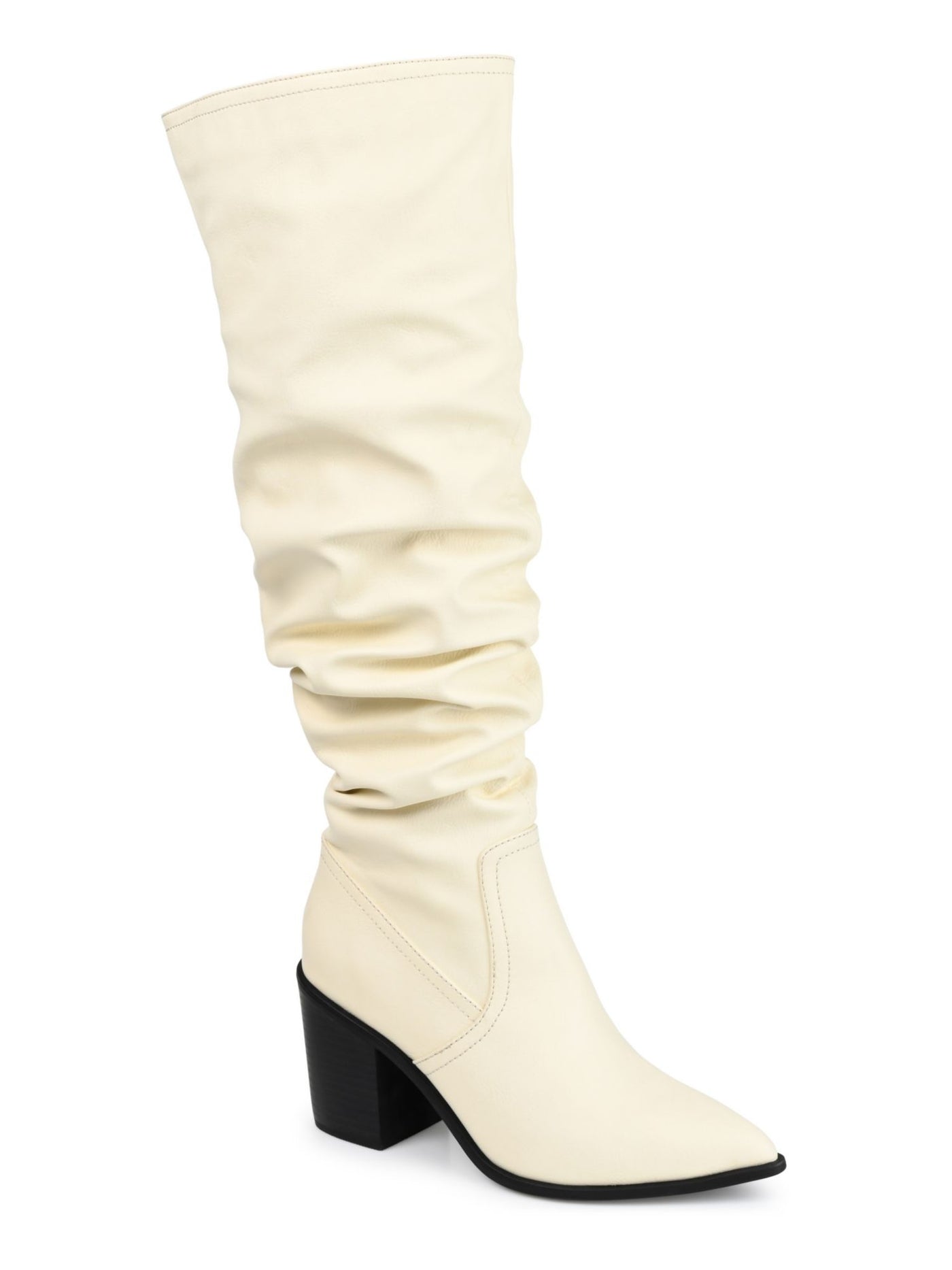 JOURNEE COLLECTION Womens Beige Solid Croc Ankle Zip Dual Pull-Tabs Cushioned Cut Out Therese Pointed Toe Block Heel Dress Western Boot 10 M