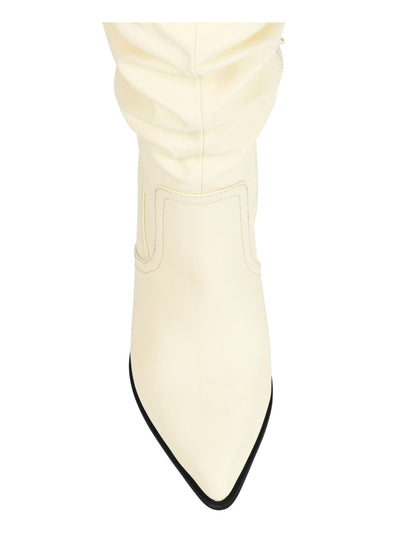 JOURNEE COLLECTION Womens Beige Solid Croc Ankle Zip Dual Pull-Tabs Cushioned Cut Out Therese Pointed Toe Block Heel Dress Western Boot 10 M