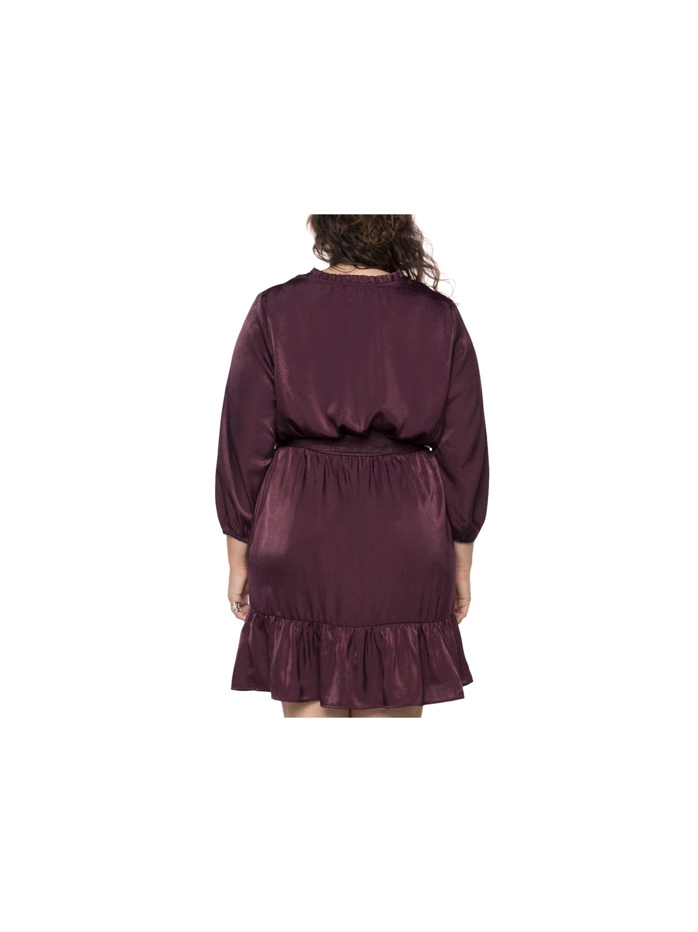 BLACK TAPE Womens Purple Tie Blouson Sleeve Split Above The Knee Cocktail Empire Waist Dress X