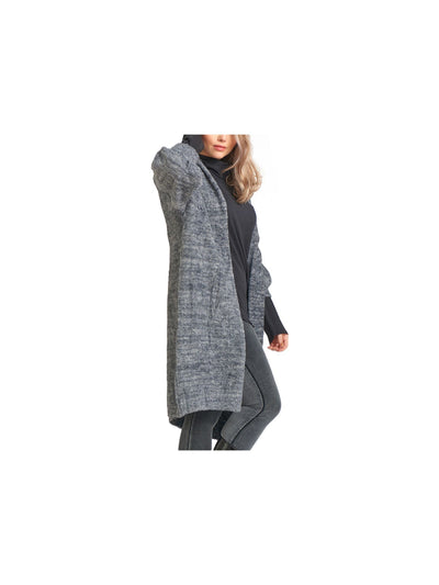 BLACK TAPE Womens Gray Stretch Textured 3/4 Sleeve Open Front Duster Sweater Plus 1X