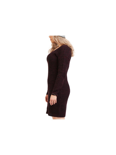 BLACK TAPE Womens Black Long Sleeve V Neck Knee Length Wear To Work Sweater Dress Plus 2X