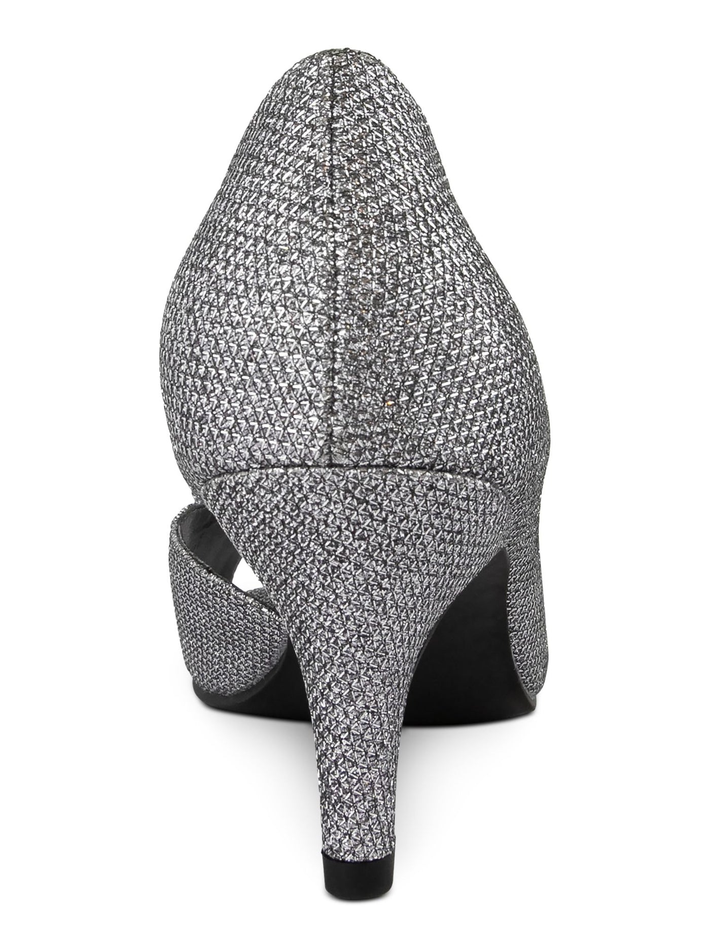 KAREN SCOTT Womens Gray Textured Glitter Rhinestone Cushioned Bow Accent Destinaa Round Toe Block Heel Slip On Dress Pumps Shoes 5 M