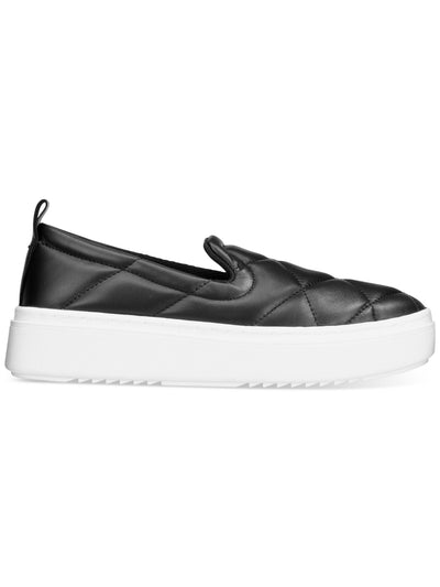 EILEEN FISHER Womens Black Comfort Removable Insole Quilted Poem Round Toe Wedge Slip On Leather Sneakers 6 M