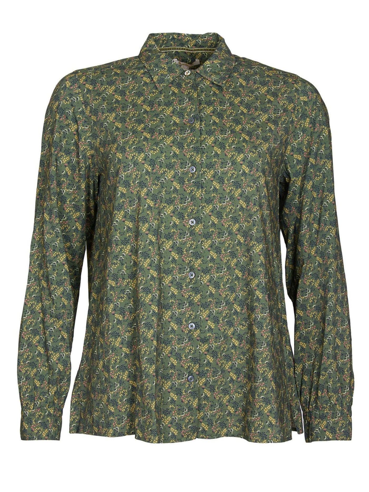 BARBOUR Womens Green Printed Long Sleeve Collared Button Up Top 12