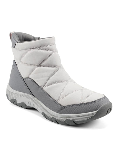 EASY SPIRIT Womens Gray Quilted Heel Pull-Tab Water Resistant Cushioned Tru Round Toe Wedge Zip-Up Winter 9.5 M