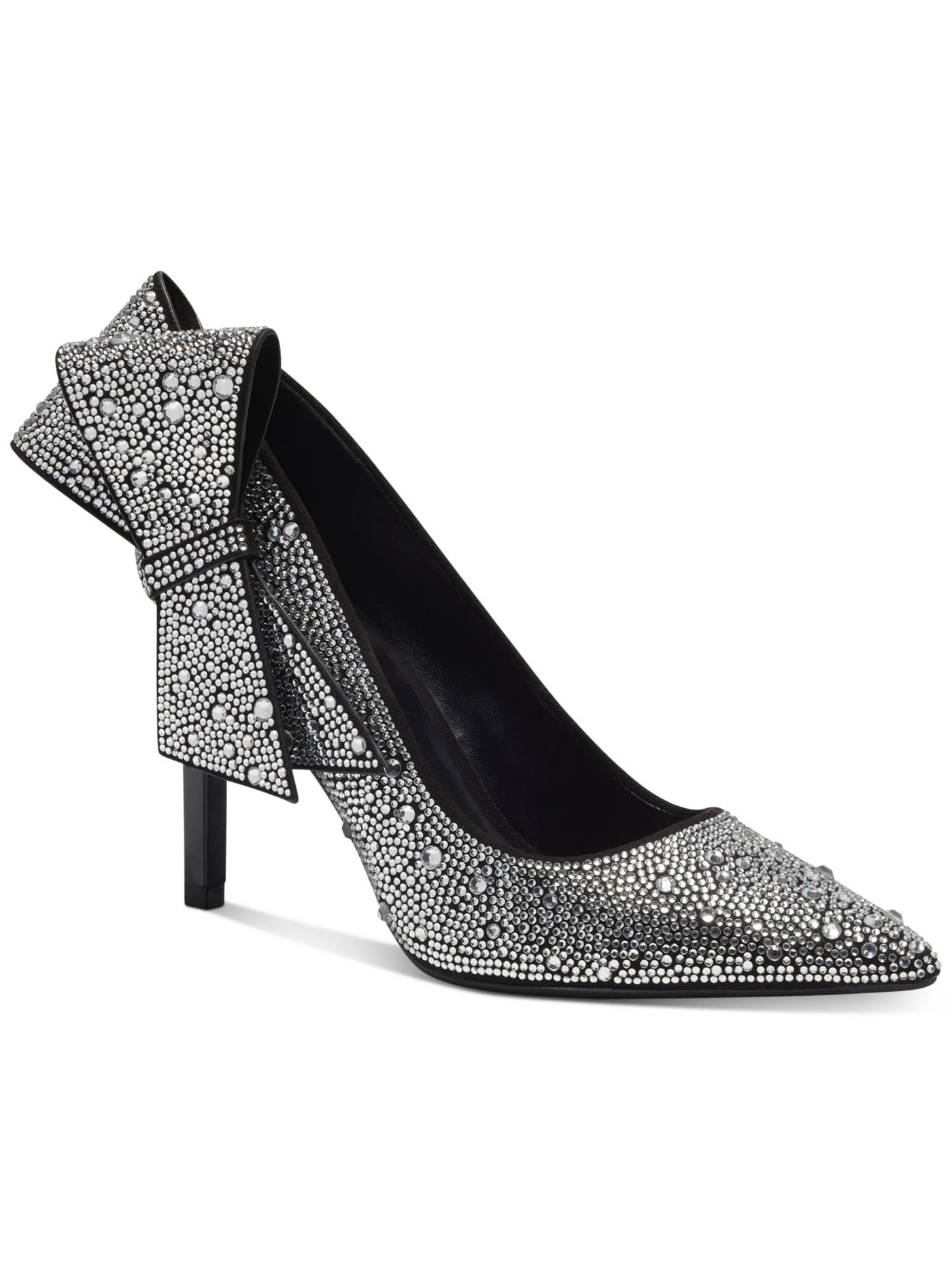 INC Womens Black Bow Detail Rhinestone Padded Silvee Pointed Toe Stiletto Slip On Dress Pumps Shoes 5 M