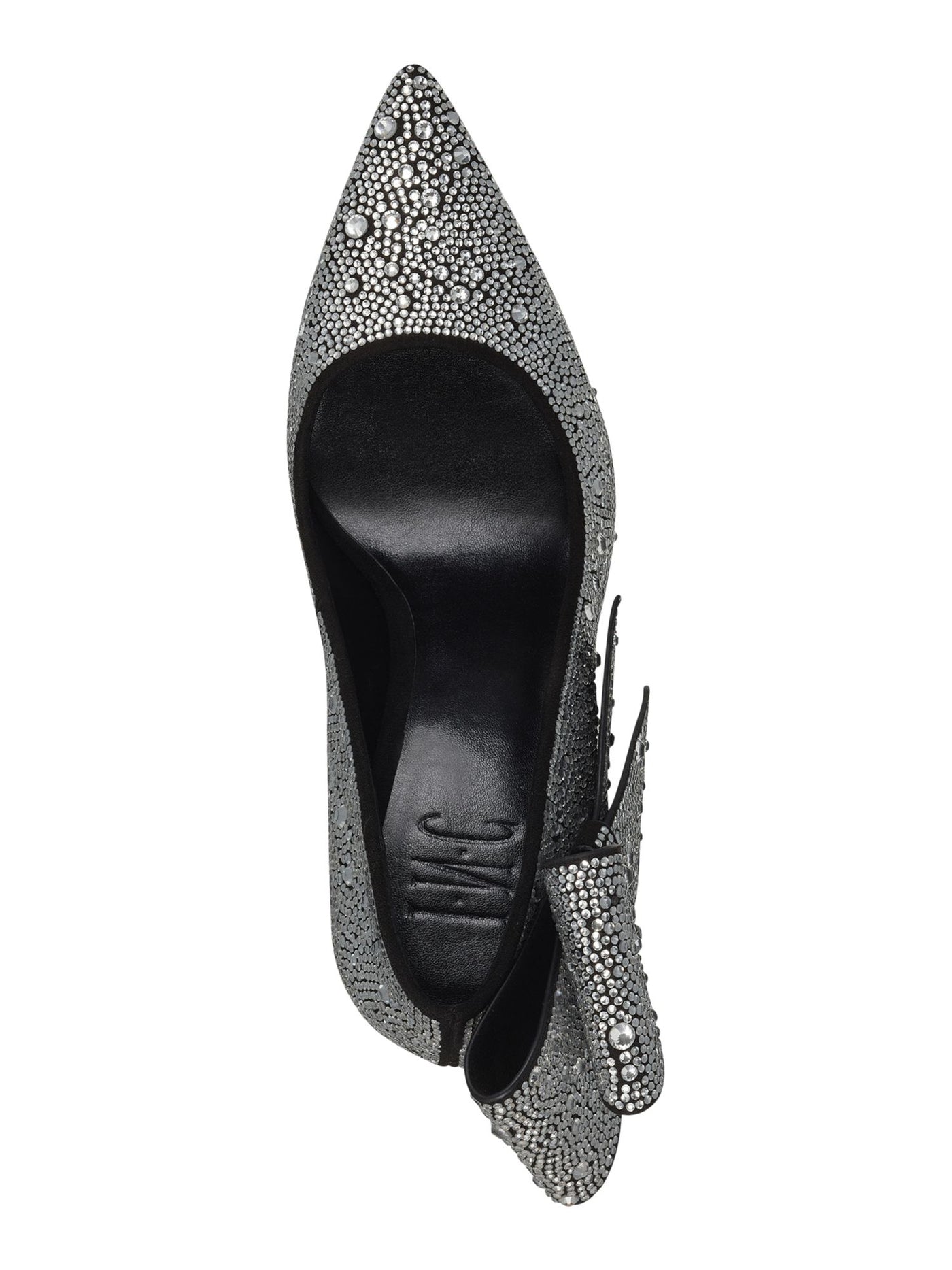 INC Womens Black Bow Detail Rhinestone Padded Silvee Pointed Toe Stiletto Slip On Dress Pumps Shoes 7 M