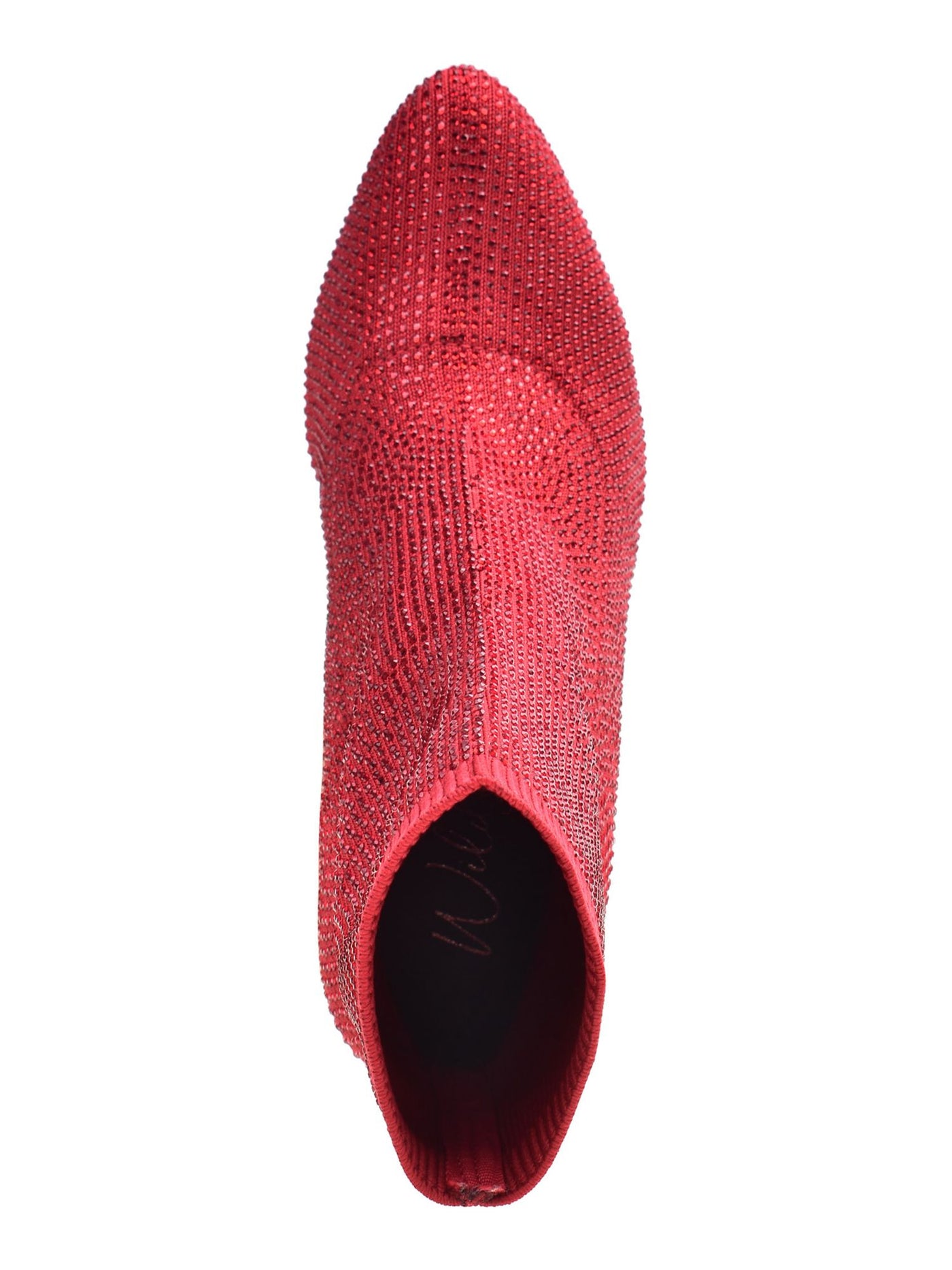WILD PAIR Womens Red Sock Cushioned Rhinestone Stretch Baybe Pointed Toe Block Heel Booties 8 M