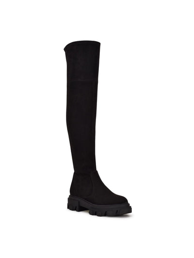 NINE WEST Womens Black 1-1/2" Platform Lug Sole Cellie Round Toe Wedge Zip-Up Dress Boots Shoes 7.5 M
