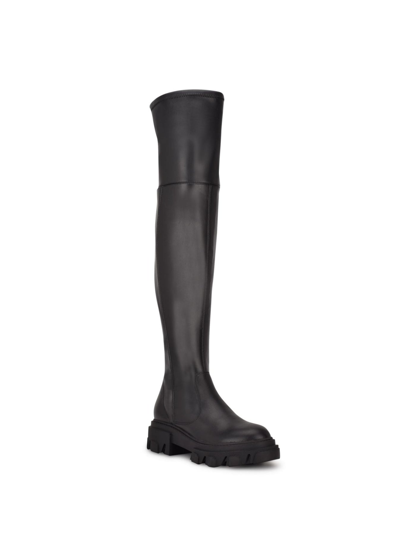 NINE WEST Womens Black 1" Platform Goring Lug Sole Cushioned Cellie Round Toe Block Heel Zip-Up Boots Shoes 8.5 M