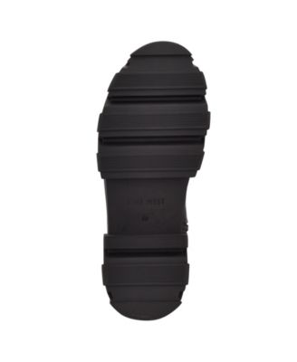 NINE WEST Womens Black 1" Platform Goring Lug Sole Cushioned Cellie Round Toe Block Heel Zip-Up Boots Shoes M