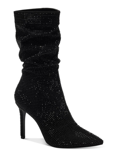 THALIA SODI Womens Black Rhinestone Cushioned Raquell Pointed Toe Stiletto Dress Slouch Boot 6 M
