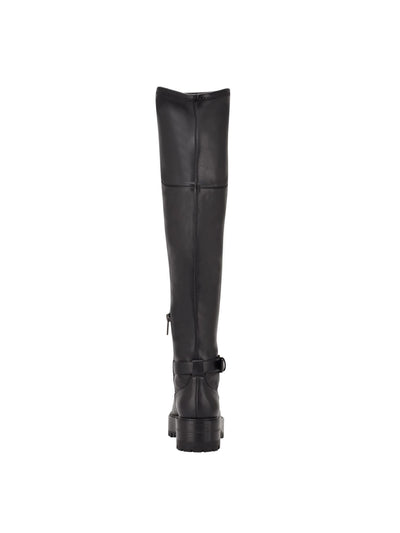 GUESS Womens Black 1" Platform Lug Sole Buckle Accent Frazer Round Toe Block Heel Zip-Up Boots Shoes 8.5 M