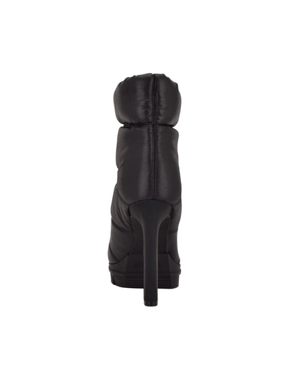 GUESS Womens Black Drawstring Puffy Upper Lug Sole Padded Jara Round Toe Stiletto Slip On Heeled Boots 7 M