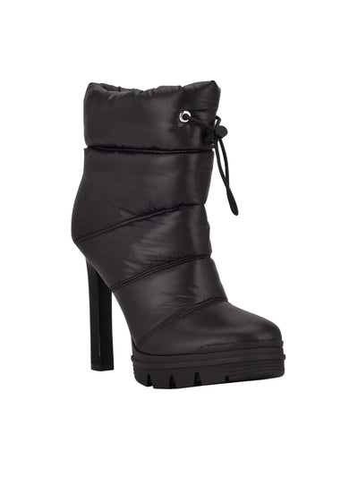 GUESS Womens Black Drawstring Puffy Upper Lug Sole Padded Jara Round Toe Stiletto Slip On Heeled Boots 11 M