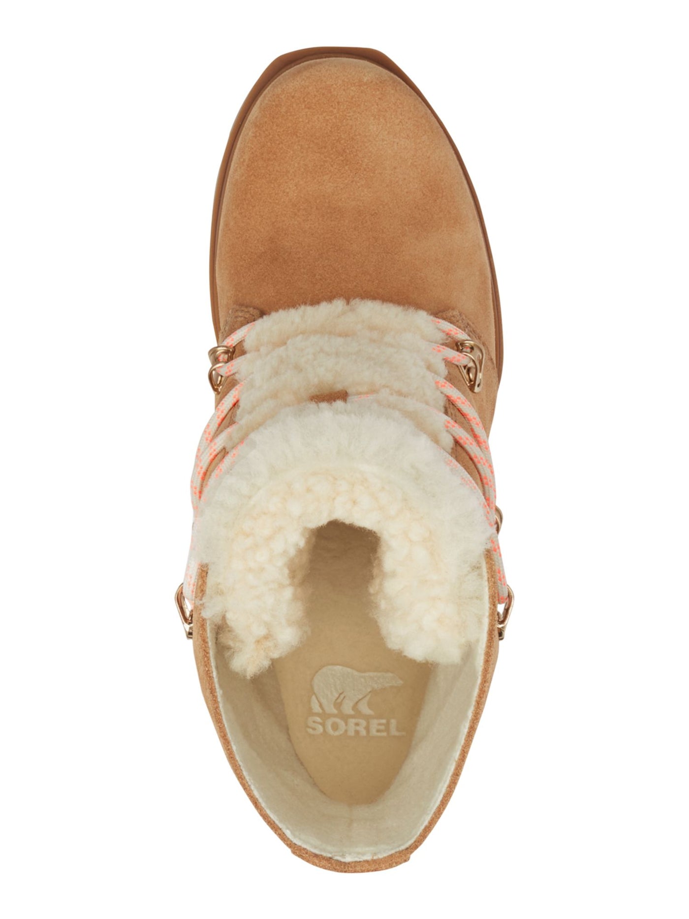 SOREL Womens Beige Shearling Tongue Padded Round Toe Lace-Up Leather Booties 10