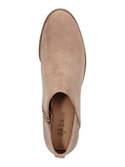 STYLE & COMPANY Womens Light Taupe Beige Asymmetrical V-Notch Cutout Padded Felaa Round Toe Block Heel Zip-Up Booties 9 M