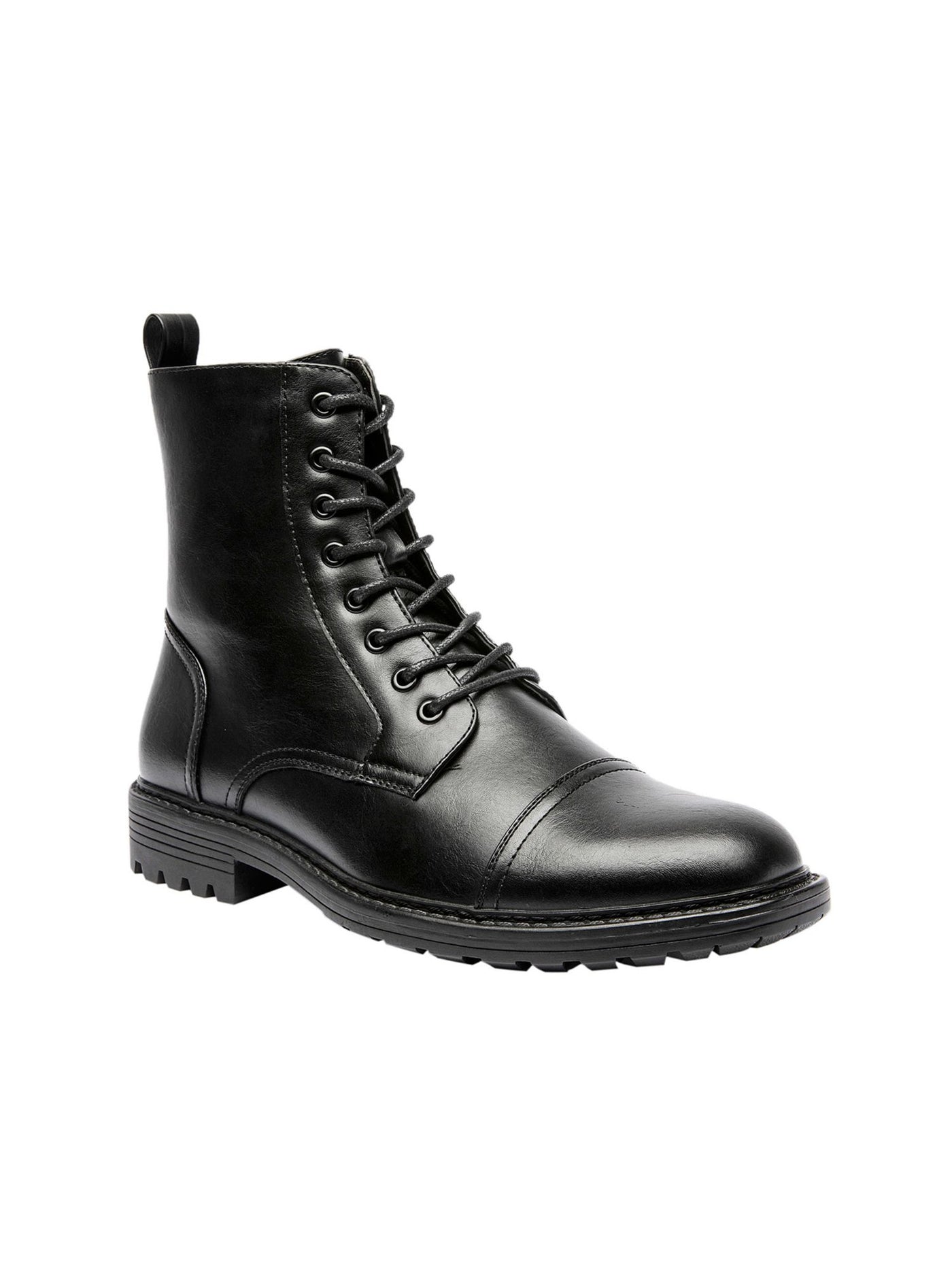 NICK GRAHAM Mens Black Comfort Brave Cap Toe Lace-Up Combat Boots 8 M