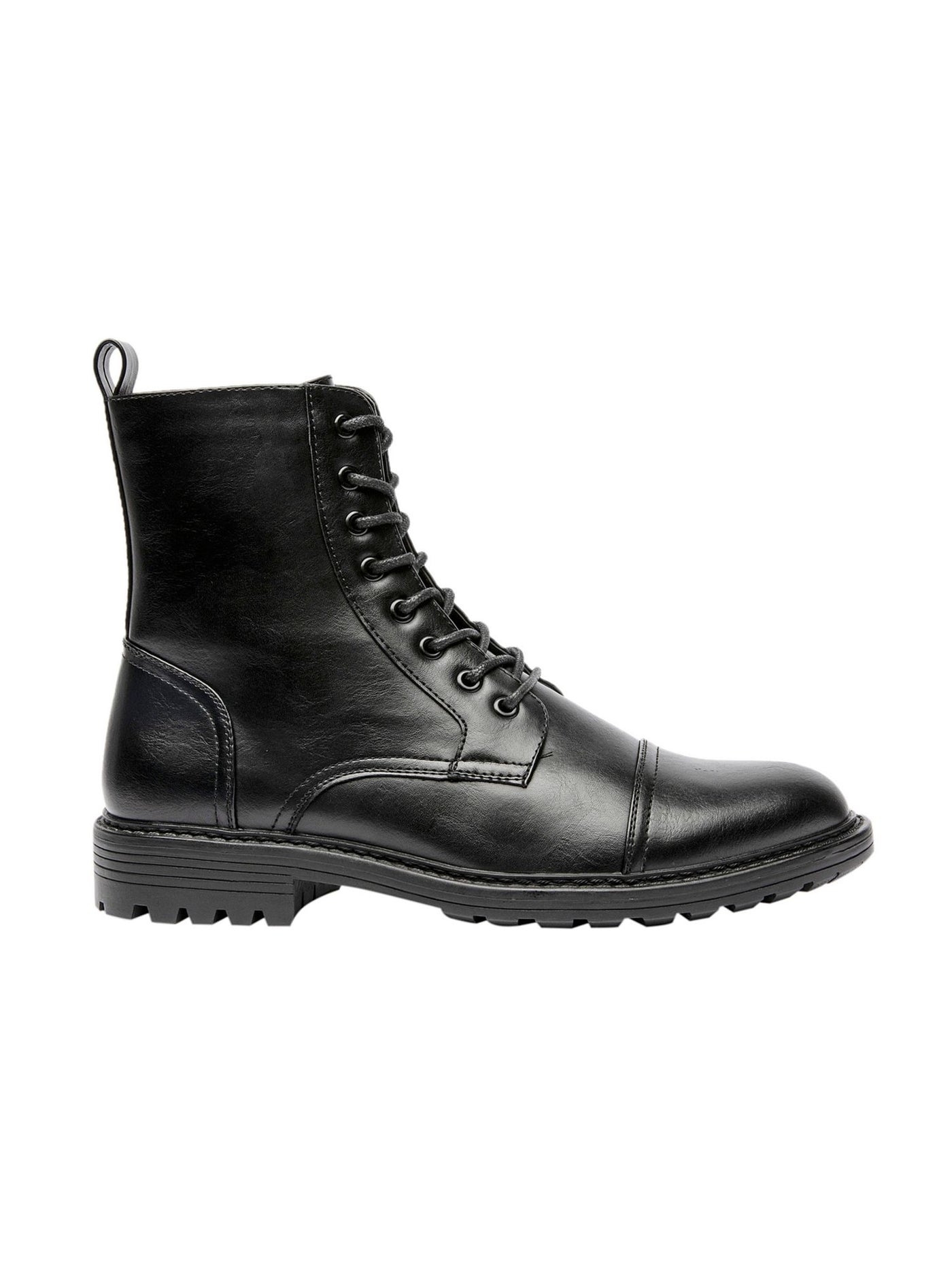 NICK GRAHAM Mens Black Comfort Brave Cap Toe Lace-Up Combat Boots 8 M