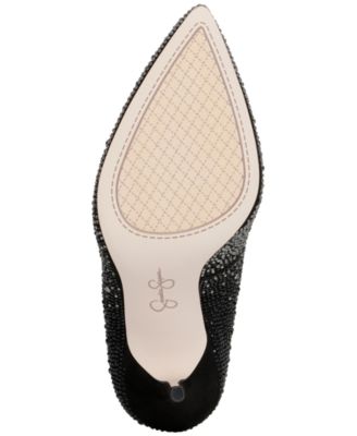 JESSICA SIMPSON Womens Black Gradient Scalloped Rhinestone Padded Wayva Pointed Toe Stiletto Slip On Pumps Shoes M
