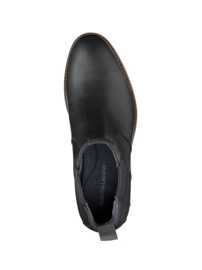 JOHNSTON & MURPHY Mens Black Pull Tab Goring Cushioned Danby Round Toe Block Heel Chelsea 13 M