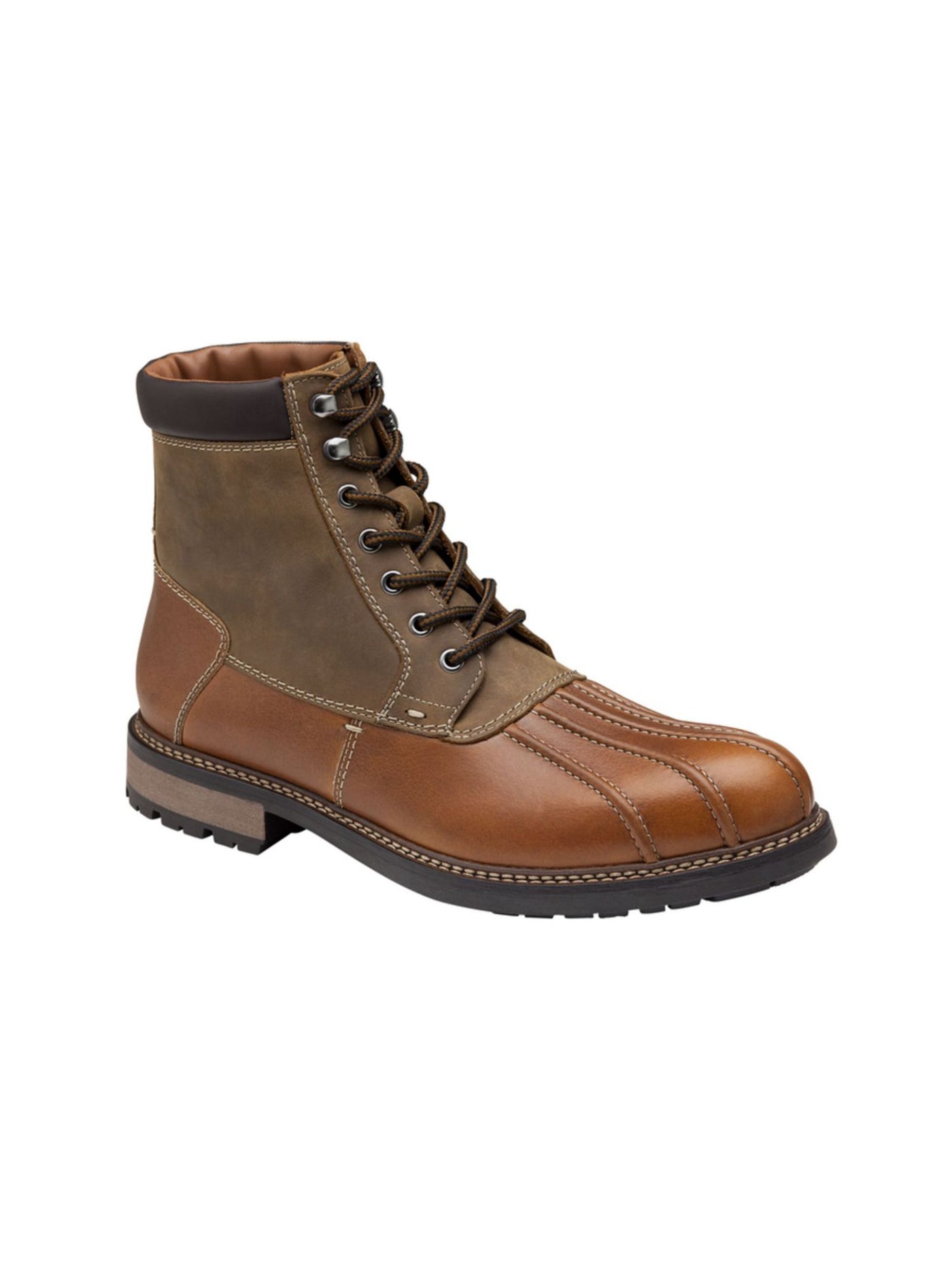 JOHNSTON & MURPHY Mens Brown Water Resistant Winstead Round Toe Lace-Up Leather Duck Boots 10 M