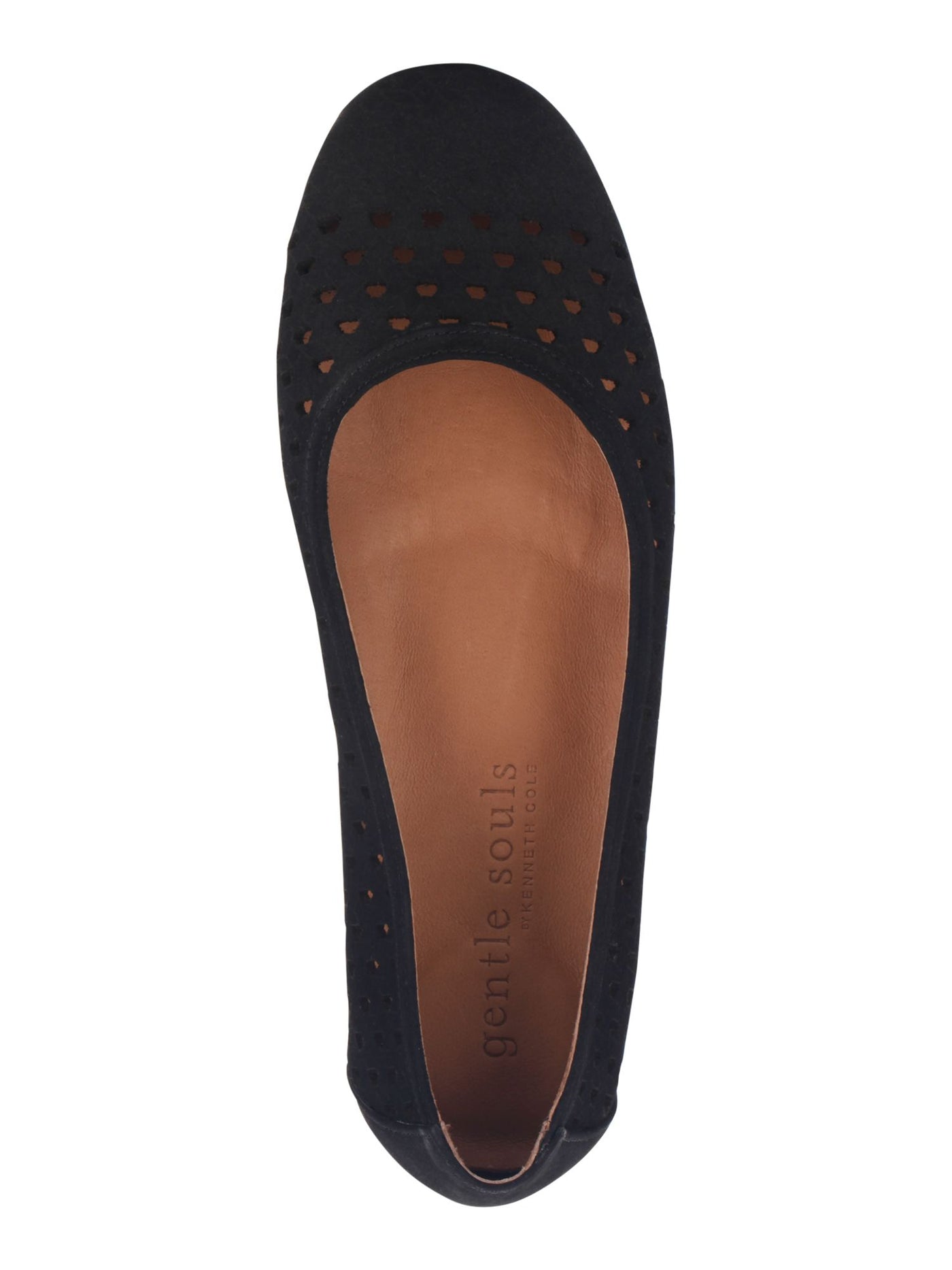 GENTLE SOULS KENNETH COLE Womens Black Padded Removable Insole Perforated Eugene Round Toe Slip On Leather Ballet Flats 6.5 M