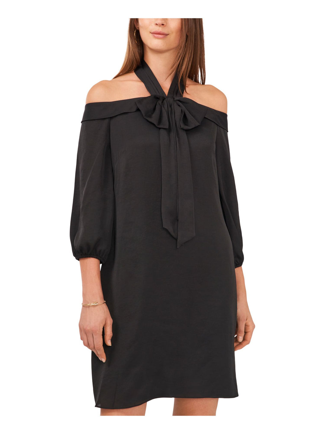 MSK Womens Halter Off-The-Shoulder Shift Dress Black S MSK Womens Halter Off-The-Shoulder Shift Dress Black S