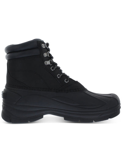 WEATHERPROOF VINTAGE Mens Black Mixed Media Removable Insole Waterproof Round Toe Platform Lace-Up Duck Boots 9 M