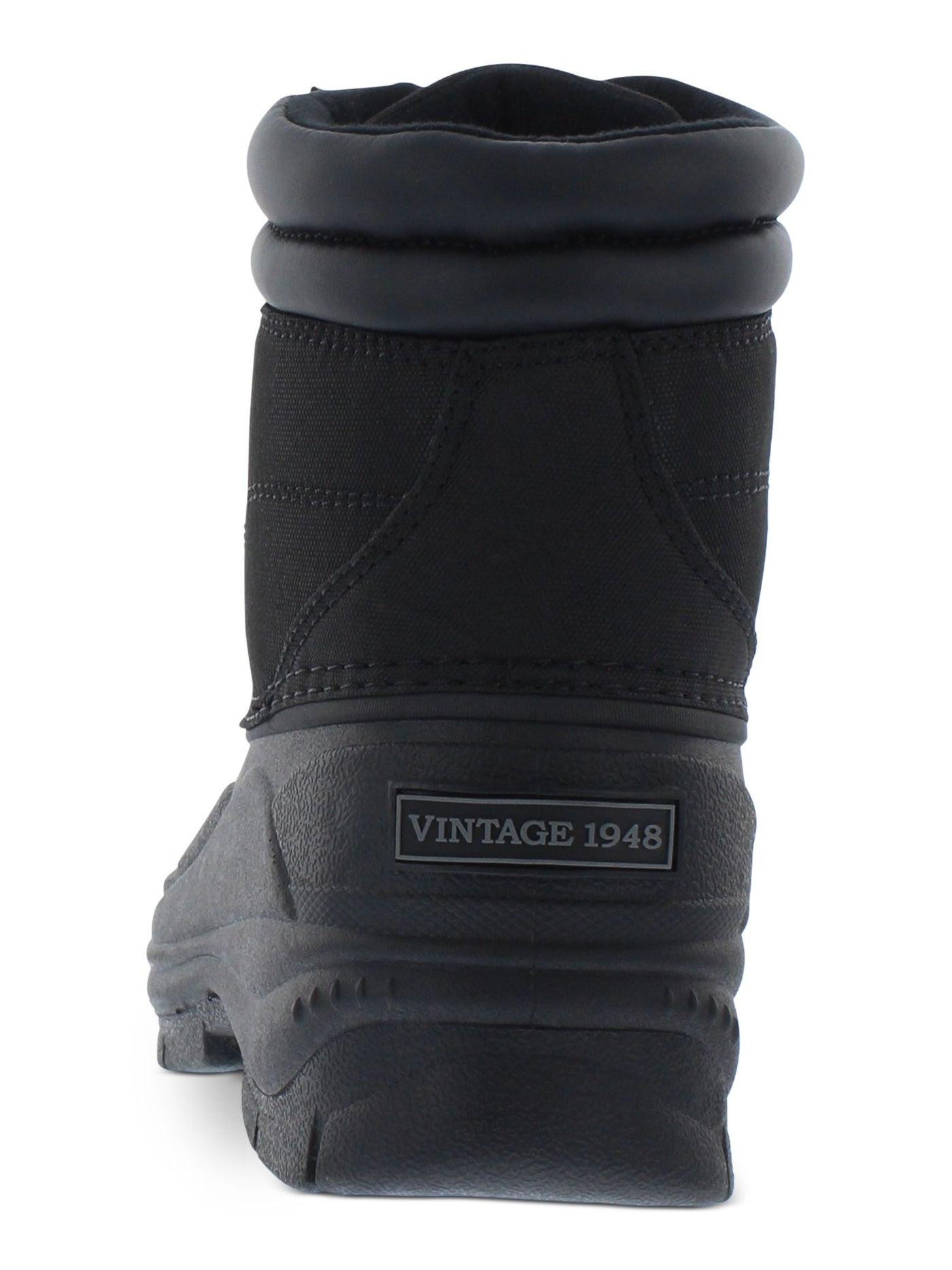 WEATHERPROOF VINTAGE Mens Black Mixed Media Removable Insole Waterproof Round Toe Platform Lace-Up Duck Boots 9 M