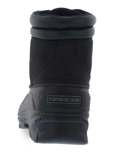 WEATHERPROOF VINTAGE Mens Black Mixed Media Removable Insole Waterproof Round Toe Platform Lace-Up Duck Boots 9 M