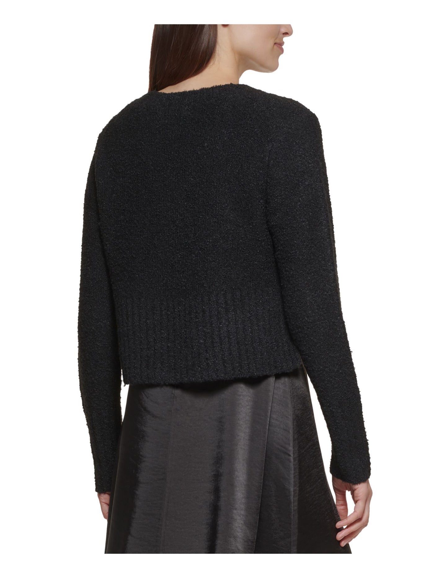 CALVIN KLEIN Womens Black Zippered Pullover Crewneck Sweater Spaghetti Strap V Neck Maxi Shift Dress 10