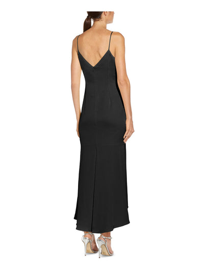 AIDAN AIDAN MATTOX Womens Black Cut Out Tie V-back Zippered Sleeveless Sweetheart Neckline Midi Evening Hi-Lo Dress 6