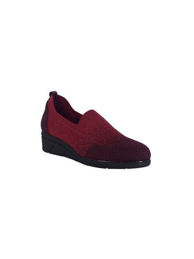 IMPO Womens Burgundy Gradient Knit Cushioned Stretch Glenmory Round Toe Wedge Slip On Sneakers Shoes 8.5 M