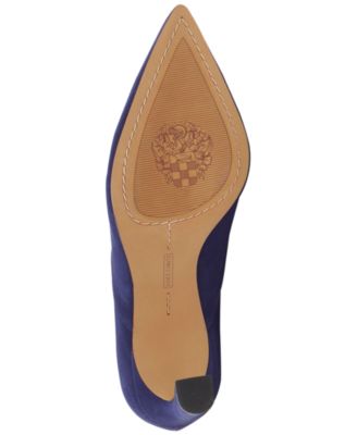 VINCE CAMUTO Womens Navy Cushioned Kastani Pointed Toe Block Heel Slip On Leather Dress Pumps Shoes M