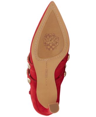 VINCE CAMUTO Womens Red Ankle Strap Studded Krellen Pointed Toe Stiletto Buckle Leather Pumps Shoes M