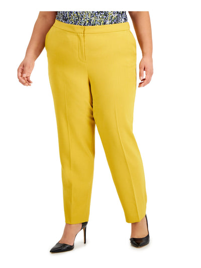 KASPER Womens Gold Pocketed Zippered Hook And Bar Closure Slim Wear To Work Straight leg Pants Plus 24W