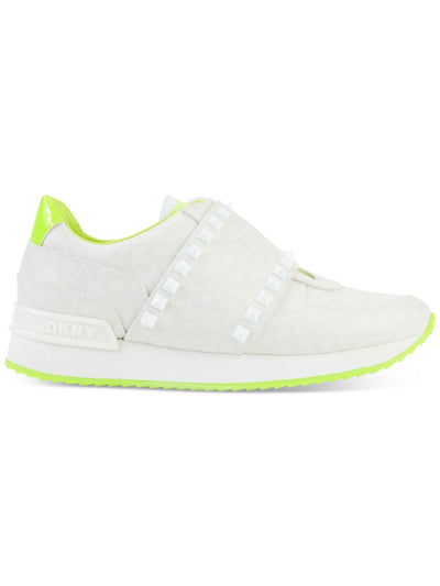 DKNY Womens White Logo Studded Padded Goring Marlin Round Toe Wedge Slip On Sneakers Shoes 11 M