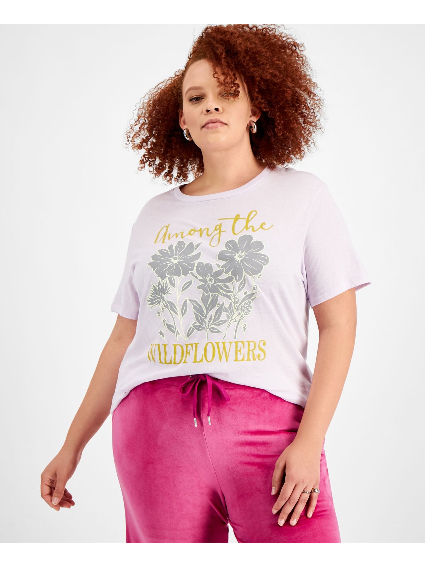 LOVE TRIBE Womens Purple Graphic Short Sleeve Crew Neck T-Shirt Plus 2X