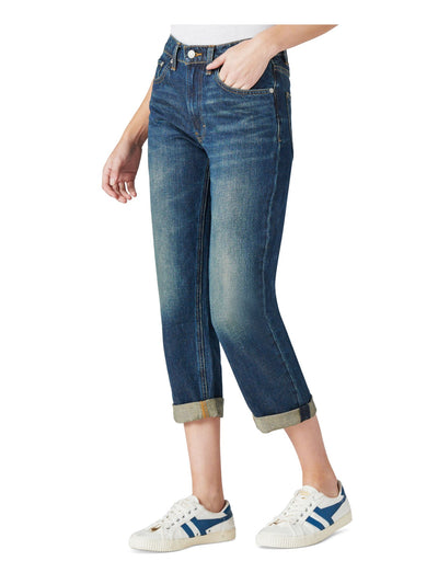 LUCKY BRAND Womens Zippered Mom Style Cuffed Jeans
