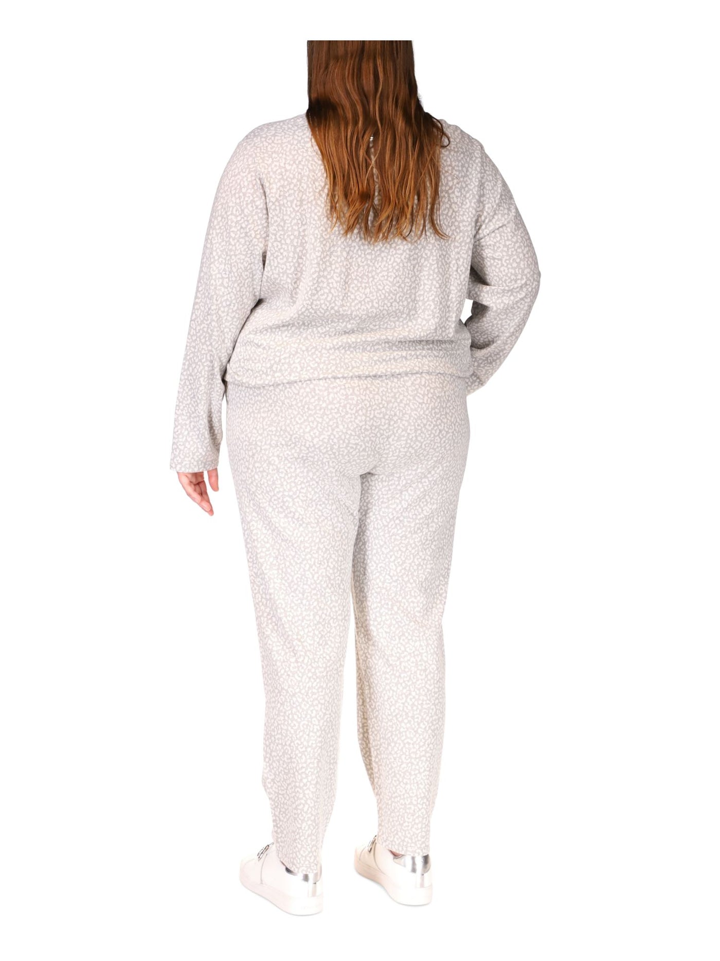 MICHAEL KORS Womens Gray Animal Print Long Sleeve Crew Neck T-Shirt Plus 0X