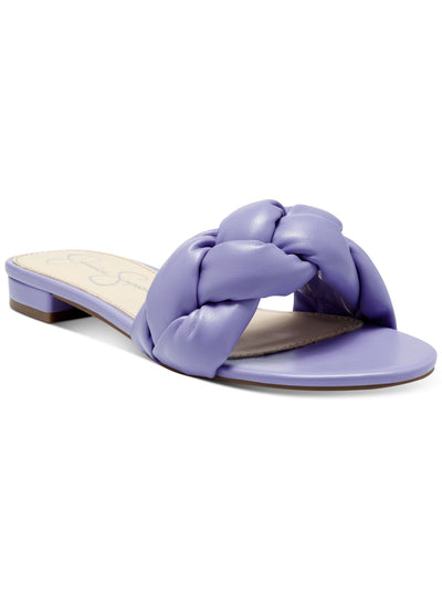 JESSICA SIMPSON Womens Purple Braided Cushioned Ammiye Round Toe Block Heel Slip On Slide Sandals Shoes 8 M