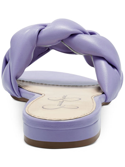 JESSICA SIMPSON Womens Purple Braided Cushioned Ammiye Round Toe Block Heel Slip On Slide Sandals Shoes 8 M