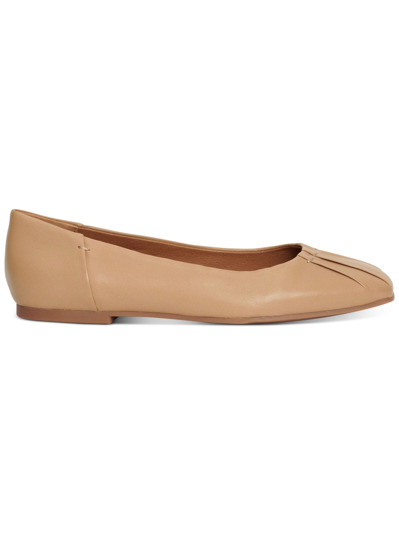 LUCKY BRAND Womens Beige Pleated Devir Square Toe Slip On Leather Ballet Flats 6.5 M