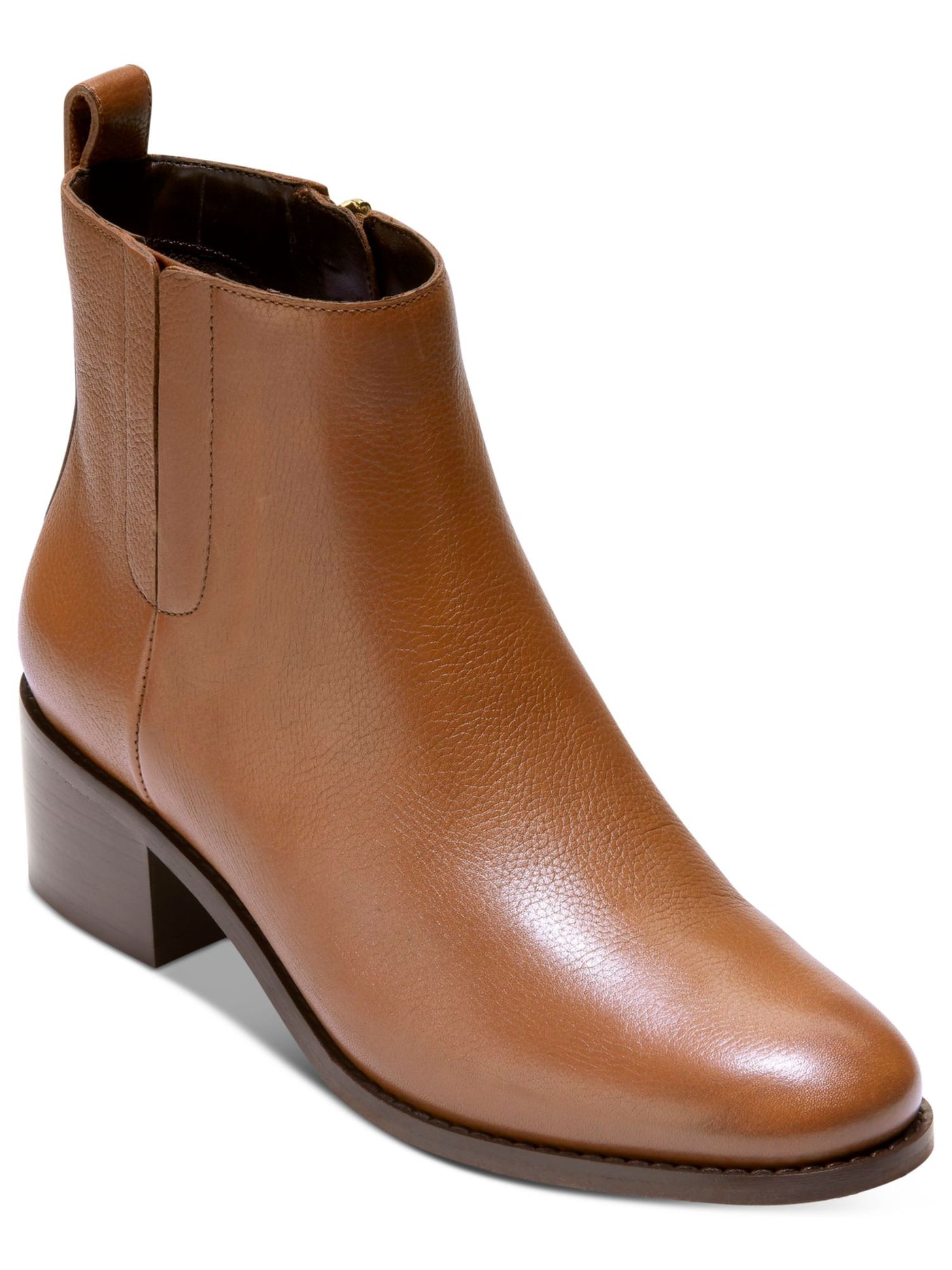 COLE HAAN Womens Brown Comfort Addie Almond Toe Block Heel Lace-Up Leather Booties 8.5 B