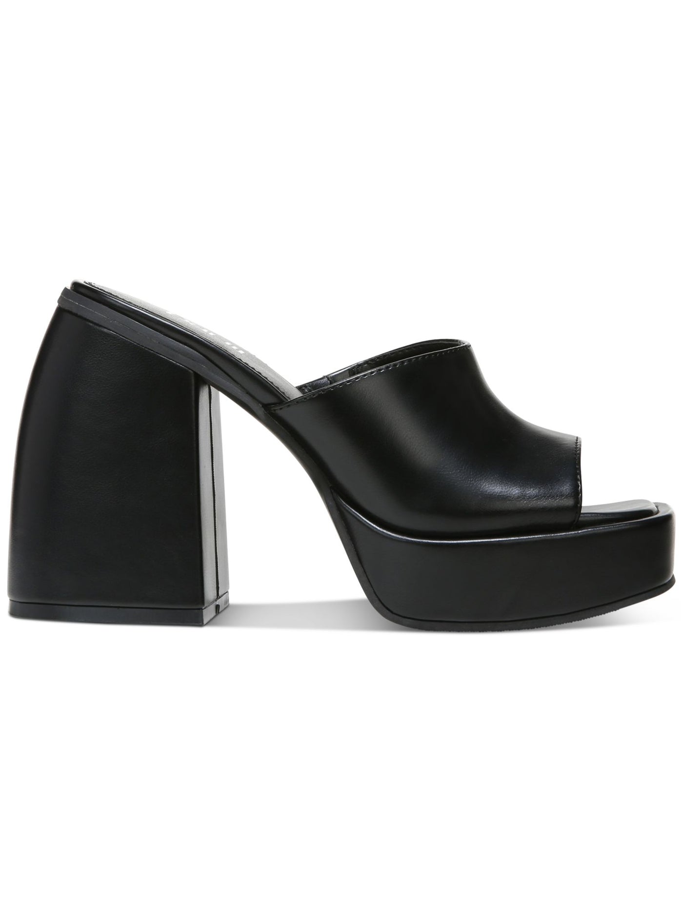 BAR III Womens Black 1-1/2" Platform Padded Goring Nessa Square Toe Sculpted Heel Slip On Heeled Sandal 6.5 M