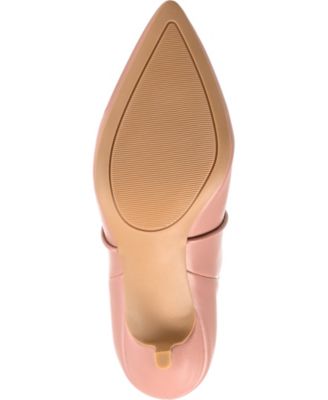 JOURNEE COLLECTION Womens Pink Wrap-Around Strap Cushioned Wide Calf Kaavia Pointed Toe Kitten Heel Heeled Boots
