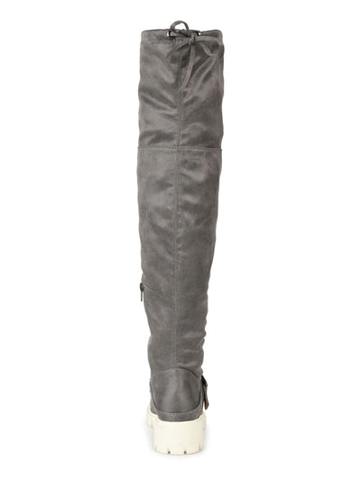 JOURNEE COLLECTION Womens Gray Ankle Zip Buckel Accent Strap Tie Lug Sole Treaded Salisa Round Toe Boots Shoes 9.5 XWC